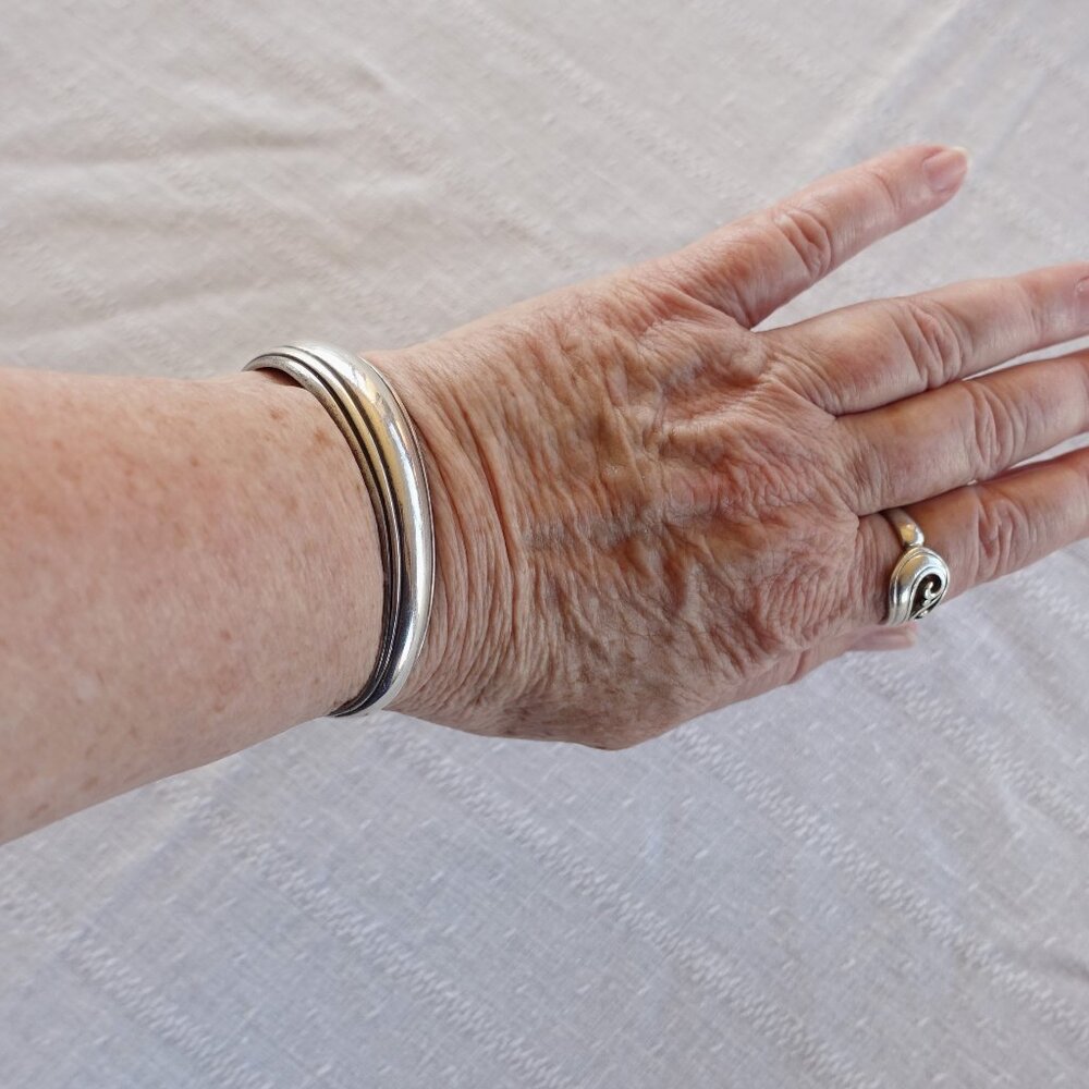 Vintage Kabana Asymmetrical Sterling Cuff 22g Unisex - Picture 4 of 10